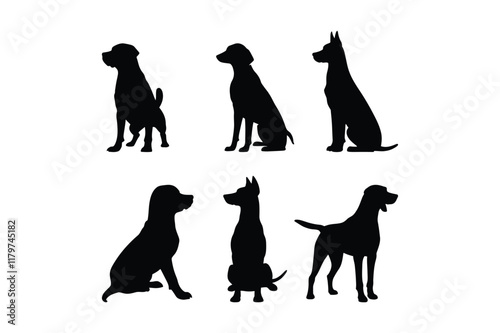 Set of Black Dog Silhouettes for Clipart and Logo Projects photo