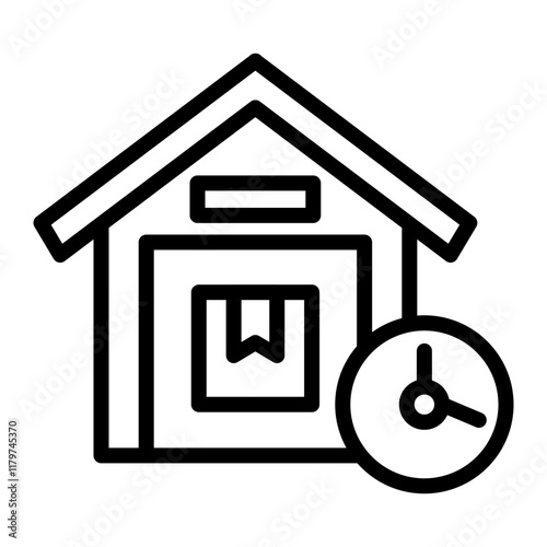 Time Warhouse Vector Line Icon Design