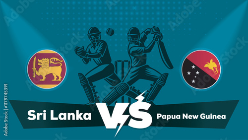 Sri Lanka VS Papua New Guinea Match , Papua New Guinea Vs Sri Lanka cricket match , Cricket match concept with creative illustration.eps
