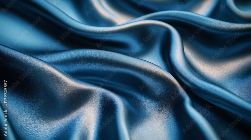 Obraz premium Smooth Blue Satin Fabric Background for Elegant Design Projects