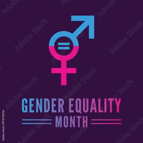 Gender Equality Month, Gender equality symbol isolated on white background. Men and women equal concept