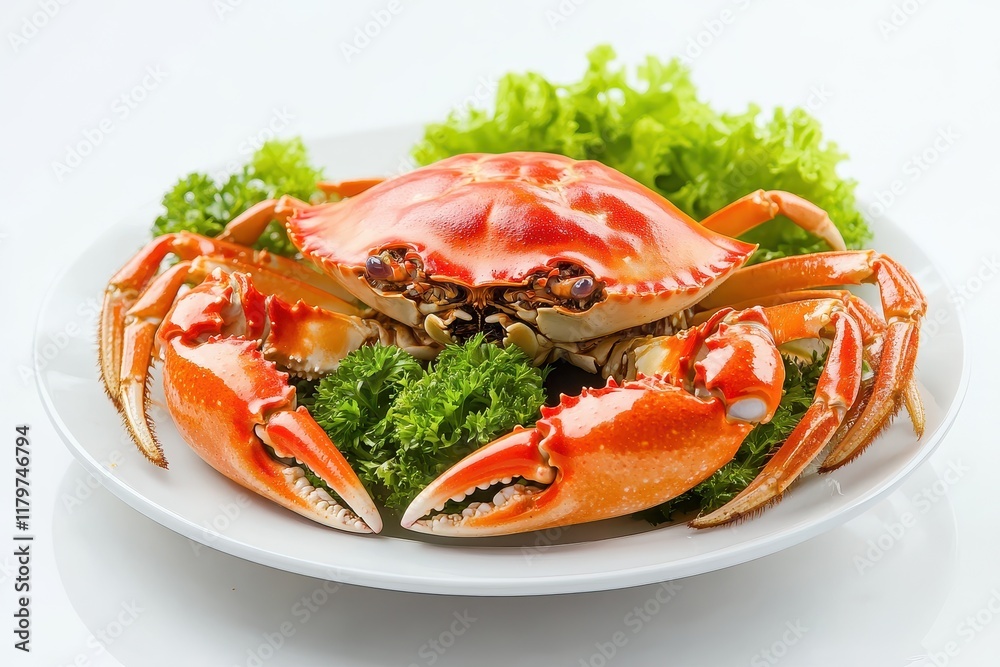 Isolated Thai Pickled Crab Salad on a white plate Isolated Thai Pickled Crab Salad on a white plate