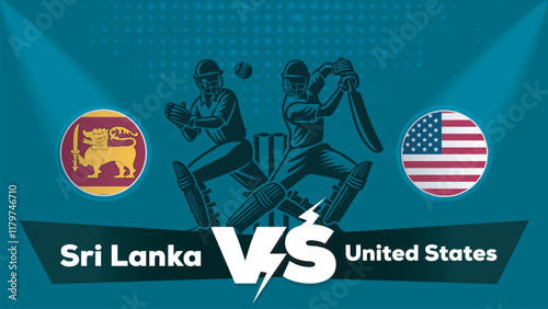 Sri Lanka VS United States , United States vs Sri Lanka cricket match , Cricket match concept with creative illustration.eps
