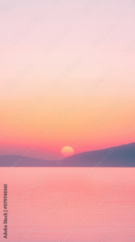 Fototapeta premium Serene Silhouette Of Person On Boat At Sunset Over Calm Waters With Vibrant Orange And Pink Sky Reflecting Colors And Tranquility In Scenic Landscape During Peaceful Moment Of Solitude And Reflection