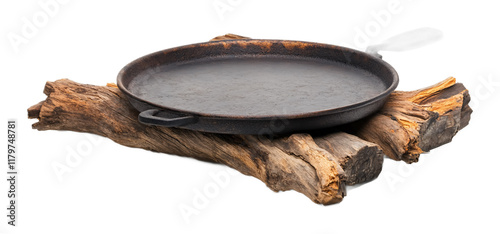 Non-Stick Camping Cooking Griddle for Meals Isolated on White Background