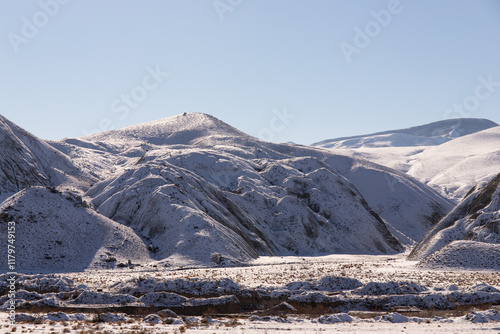 Small mountains in winter in the Khizy region. Azerbaijan photo