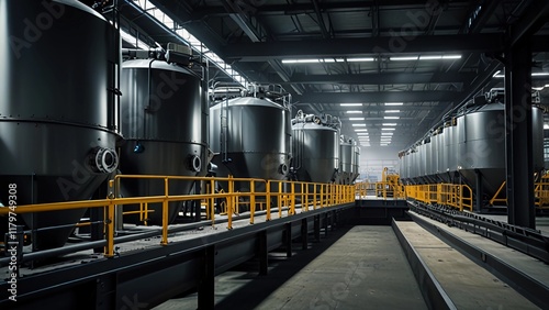 Industrial Plant with Material Handling Systems:under- Industrial plants producing chemicals, plastics, or other materials.Digital Artwork series 01
