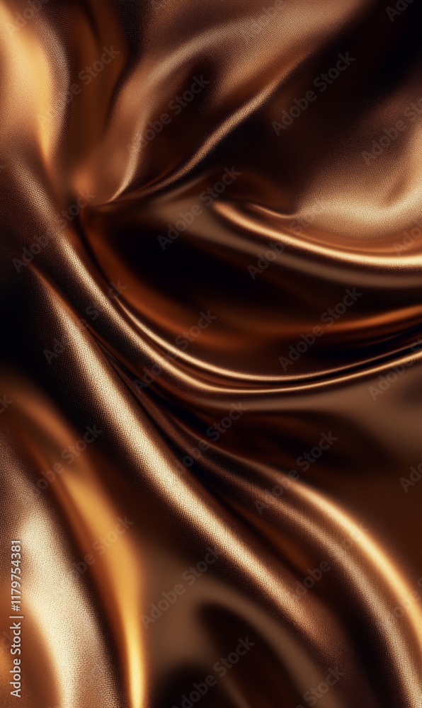 Fototapeta premium Rich bronze waves flowing smoothly against a textured dark background, highlighting a sense of depth and luxury