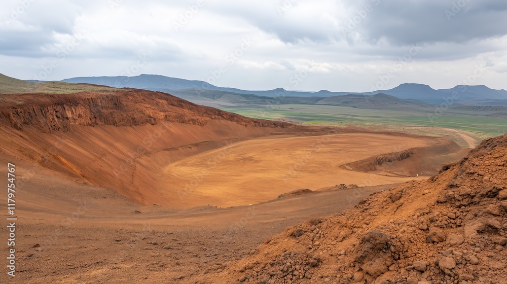 Mars-Like Desert Landscape of Riotinto Mines in Overcast Weather Highlighting Unique Geological Formations and Arid Beauty, Perfect for Exploration Themes and Travel Adventures Mars-Like Desert Landscape of Riotinto Mines in Overcast Weather Highlighting Unique Geological Formations and Arid Beauty, Perfect for Exploration Themes and Travel Adventures