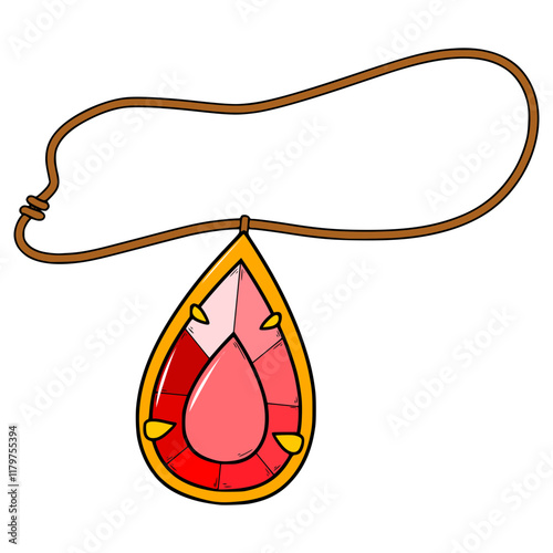 red gemstone necklace illustration hand drawn isolated vector