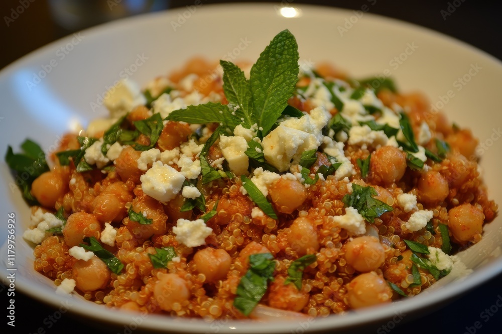 Spiced chickpeas with feta mint cauliflower and quinoa Spiced chickpeas with feta mint cauliflower and quinoa