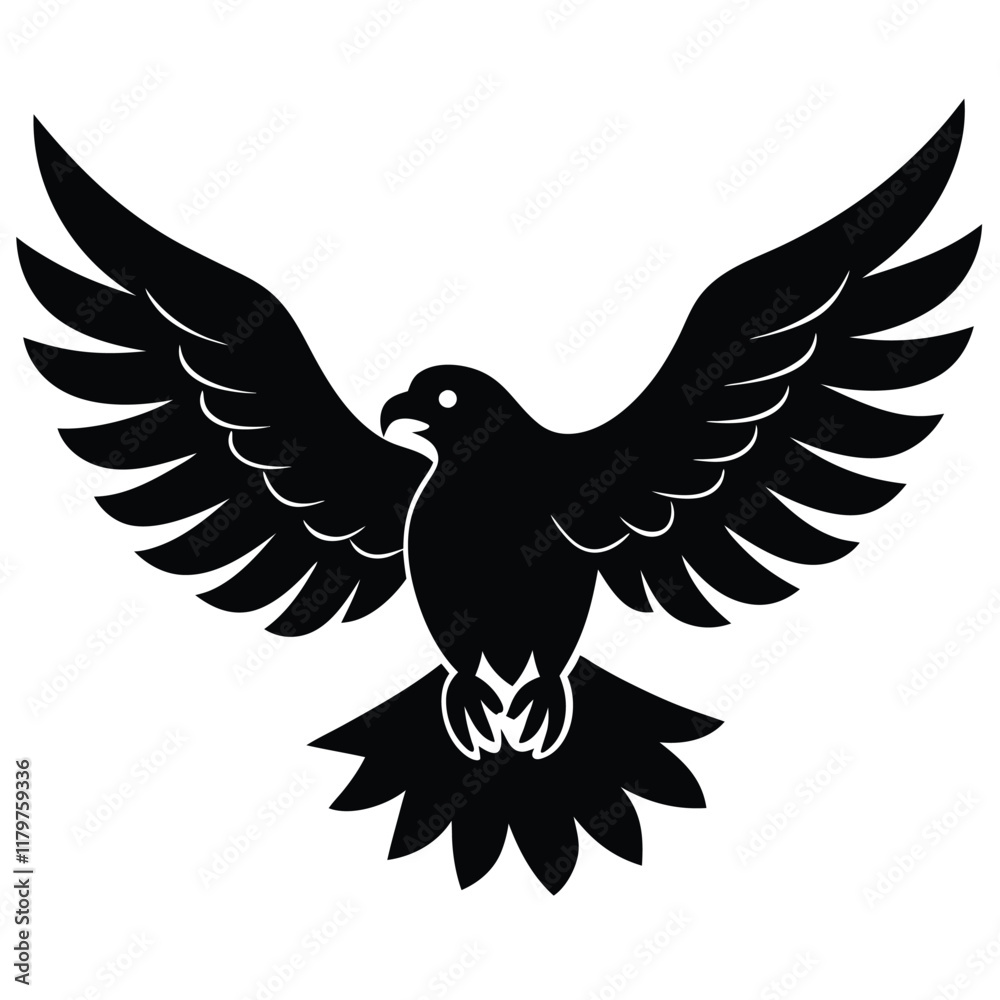 Obraz premium A majestic eagle soaring in the sky with outstretched wings, mountain scenery in the background, vector art.