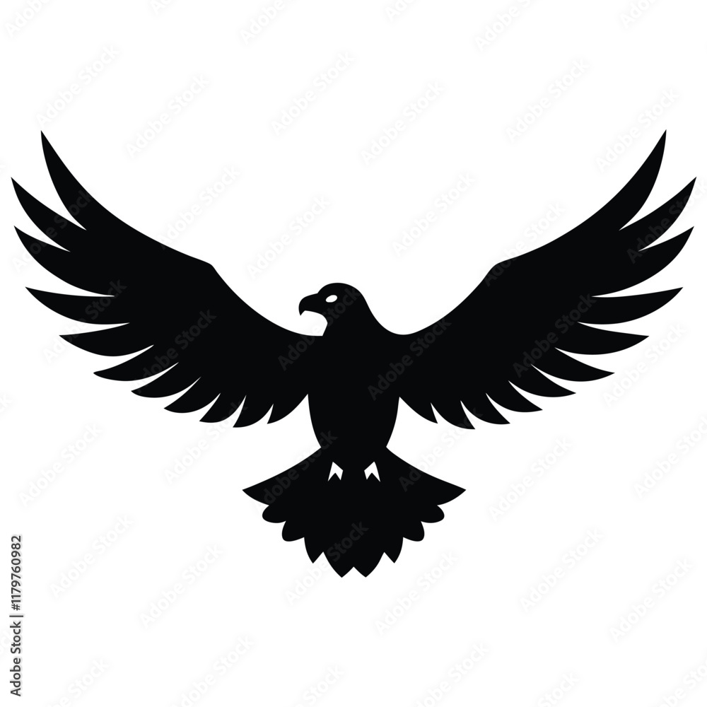 Obraz premium A majestic eagle soaring in the sky with outstretched wings, mountain scenery in the background, vector art.