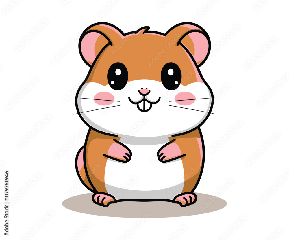 Fototapeta premium Cute hamster , vector drawing of a hamster for children on a white background