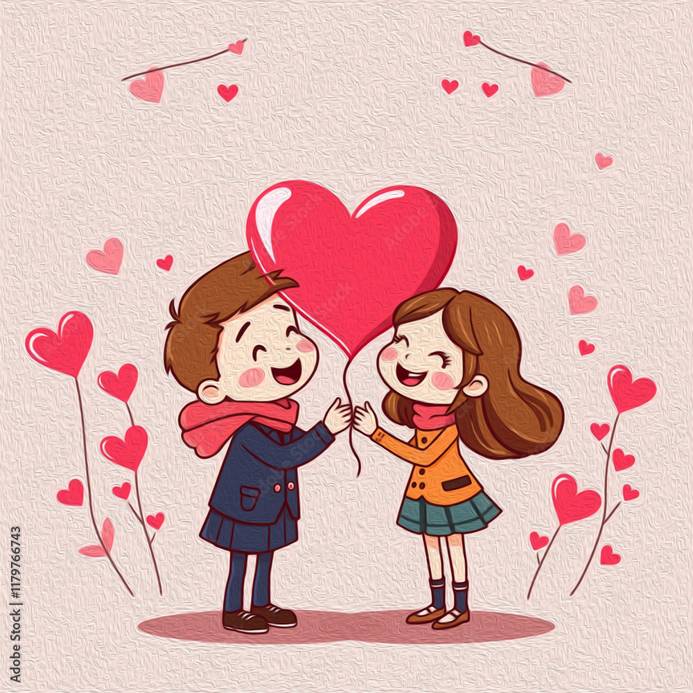 Valentine's Day card design. Illustration with oil paint. Pattern for printing on wall decorations, covers, wallpapers Valentine's Day card design. Illustration with oil paint. Pattern for printing on wall decorations, covers, wallpapers