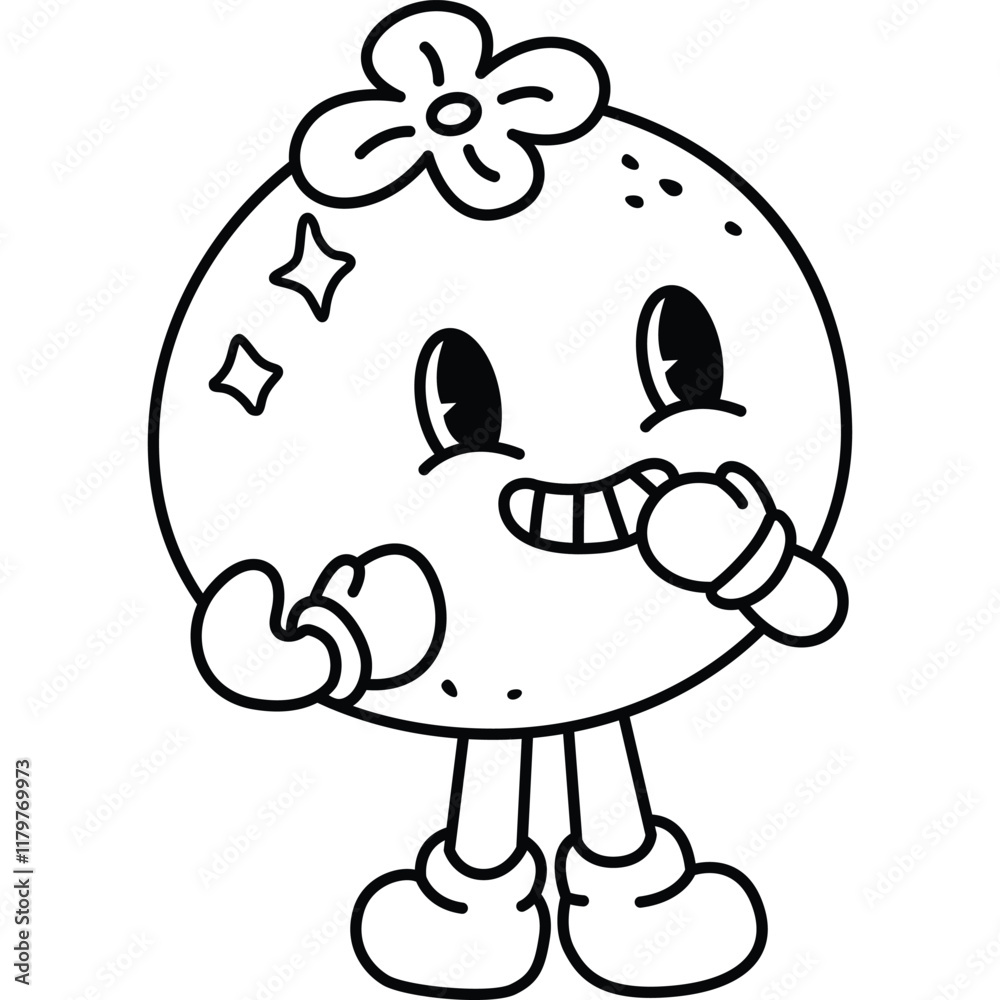 Fototapeta premium a vector of a cute orange smiling in black and white coloring