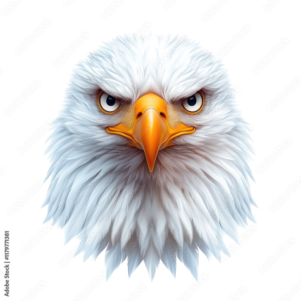 Fototapeta premium Majestic and Powerful Eagle Portrait with Intense Expression and Detailed Feather Texture Against a White Background
