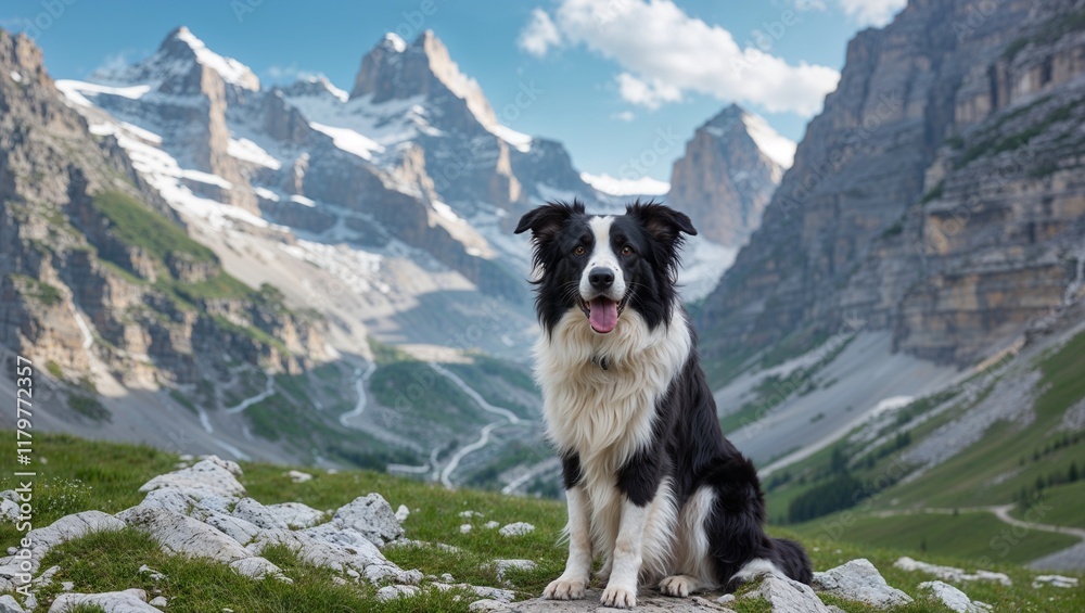 Obraz premium Traveling with a Border Collie Dog in Scenic Landscapes