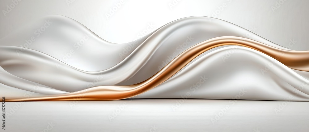 Obraz premium Abstract Elegant White and Gold Silk Drape Background Luxurious Fluid Wave Design