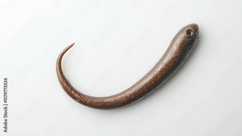 Dark brown curved object on white surface Dark brown curved object on white surface