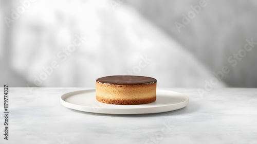 Modern Minimalist Gteau au Chocolat on Elegant White Plate photo