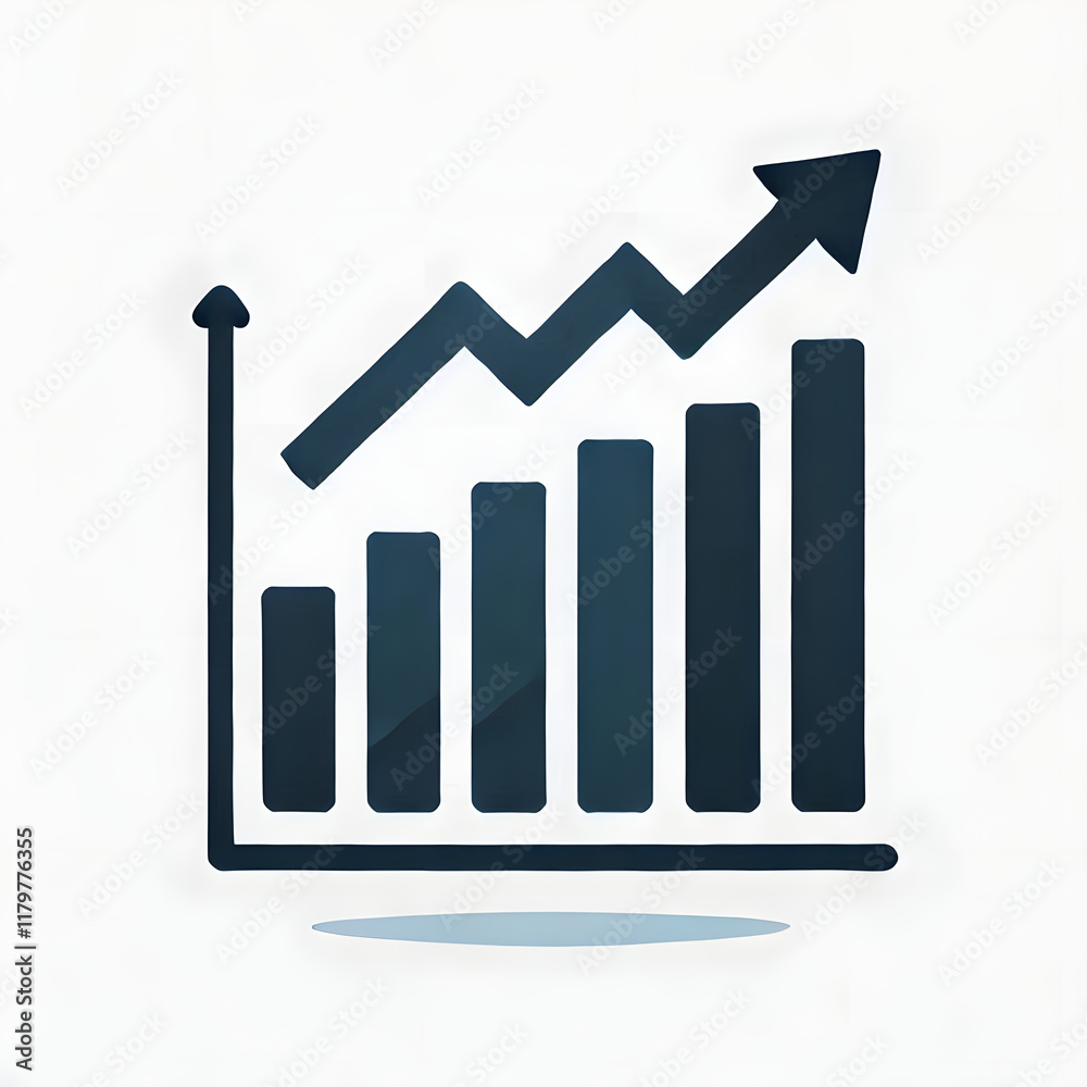 A Simple flat logo of upward trending bar graph A Simple flat logo of upward trending bar graph