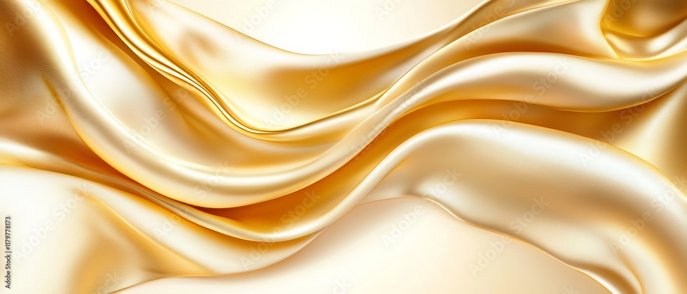 Fototapeta premium Luxurious Golden Silk Fabric Draped Waves Elegant Texture Background