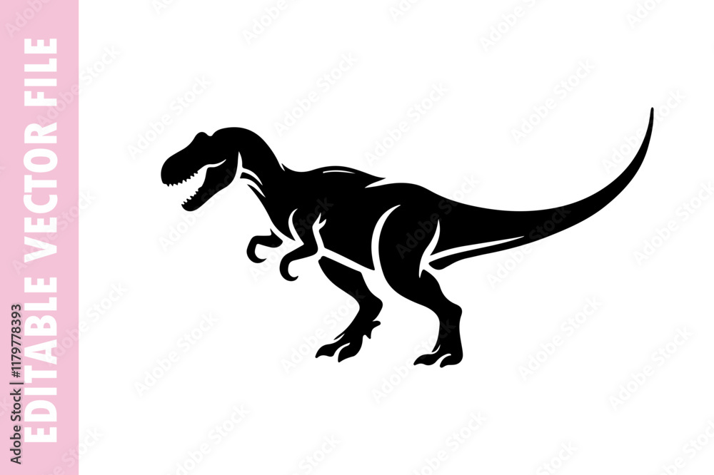 Obraz premium running dinosaur vector design silhouette illustration
