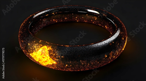 Glowing hot metal ring with flame effect