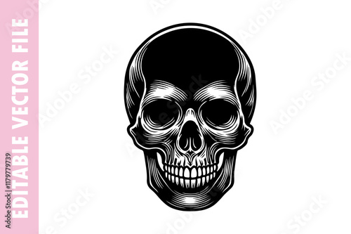 skull on black, skull vector silhouette illustration