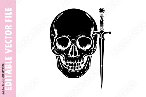 skull and crossbones icon vector silhouette illustration