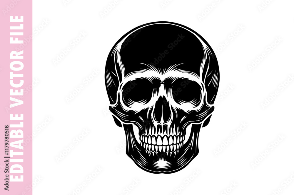 skull on black and beautiful, skull vector silhouette illustration skull on black and beautiful, skull vector silhouette illustration