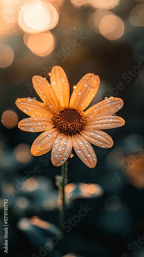 Radiant Orange Flower with Dew Drops - Nature's Beauty photo