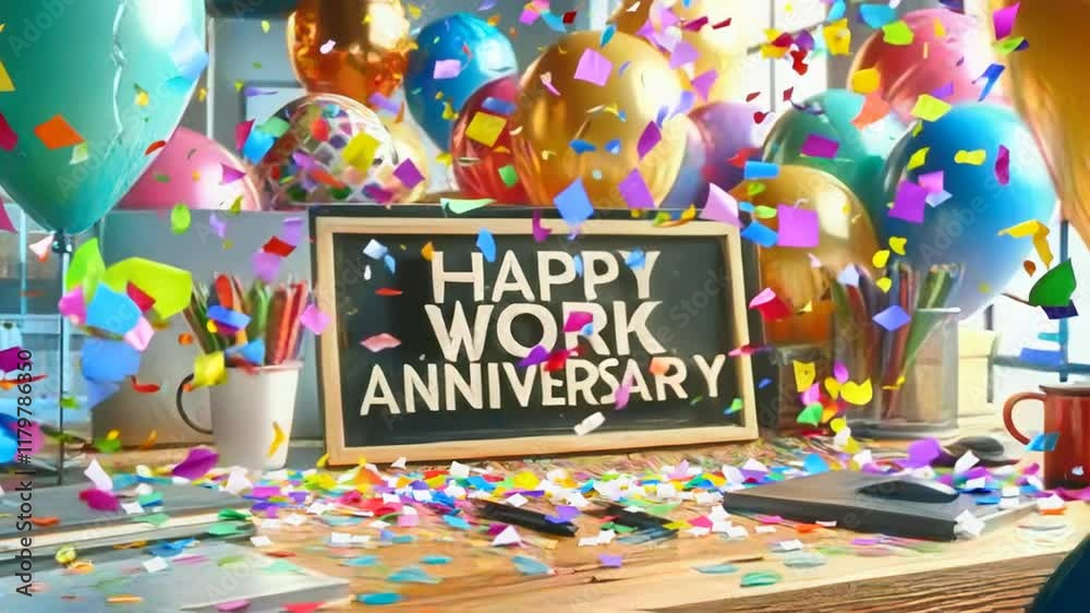 Happy Work Anniversary Celebration with Balloons