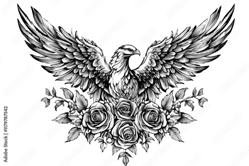 Obraz premium Hand-drawn design, black-and-white engraved illustration, timeless and intricate. PNG transparent background.