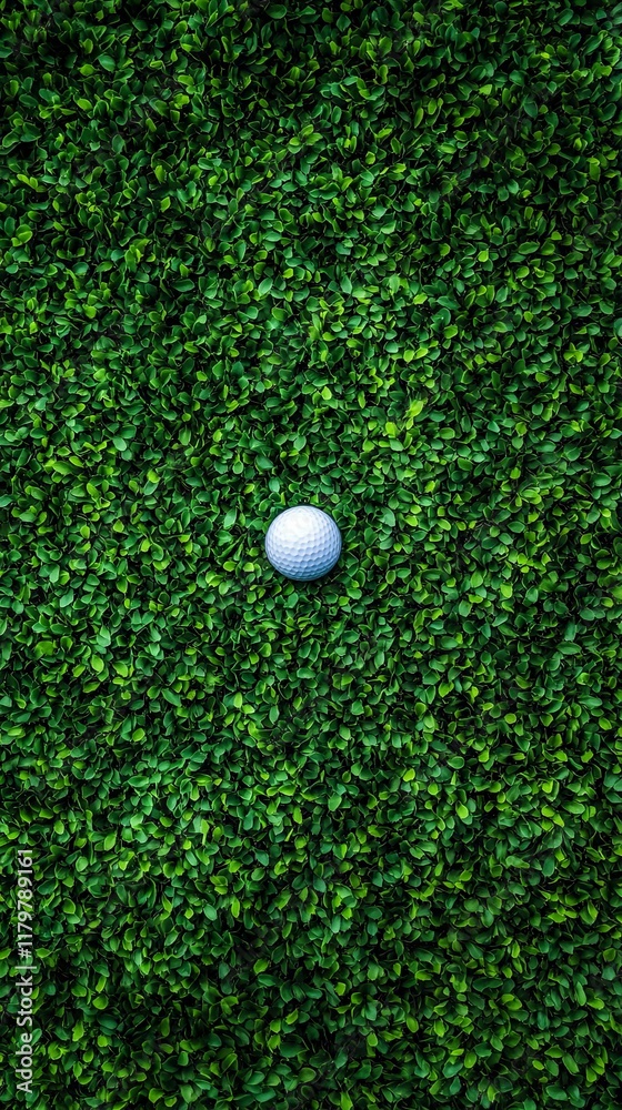 Stunning Green Leaves Background with Golf Ball Stunning Green Leaves Background with Golf Ball