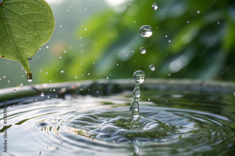 Slow motion of droplets forming and falling