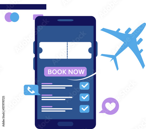 Mobile Flight Booking Illustration