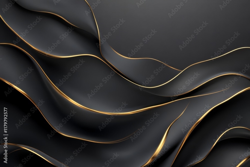 Elegant Flowing Black and Gold Background with Wavy Textures Ideal for Modern and Stylish Design Projects, Presentations, and Promotional Materials Elegant Flowing Black and Gold Background with Wavy Textures Ideal for Modern and Stylish Design Projects, Presentations, and Promotional Materials