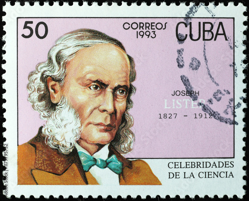 Antiseptic pioneer doctor Joseph Lister on cuban postage stamp photo