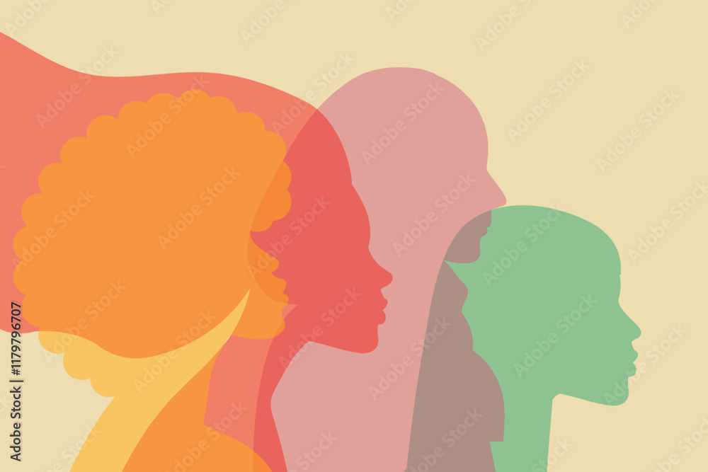 Poster, banner, placard of women silhouettes. Poster, banner, placard of women silhouettes.