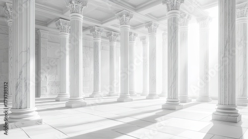 Awe-Inspiring White Marble Columns in an Ancient Hallway