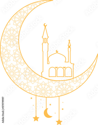 Islamic Crescent Moon With Pattern
