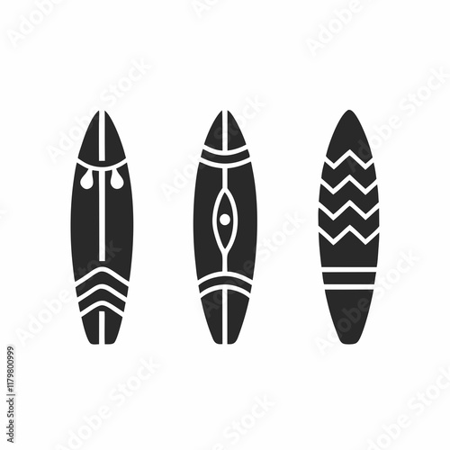 Minimalist Surfboard Vector Bundle for Summer Themes. photo