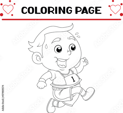 boy is running very fast coloring page for kids