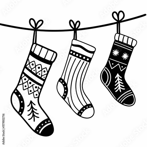 Set of Christmas sock Black silhouette