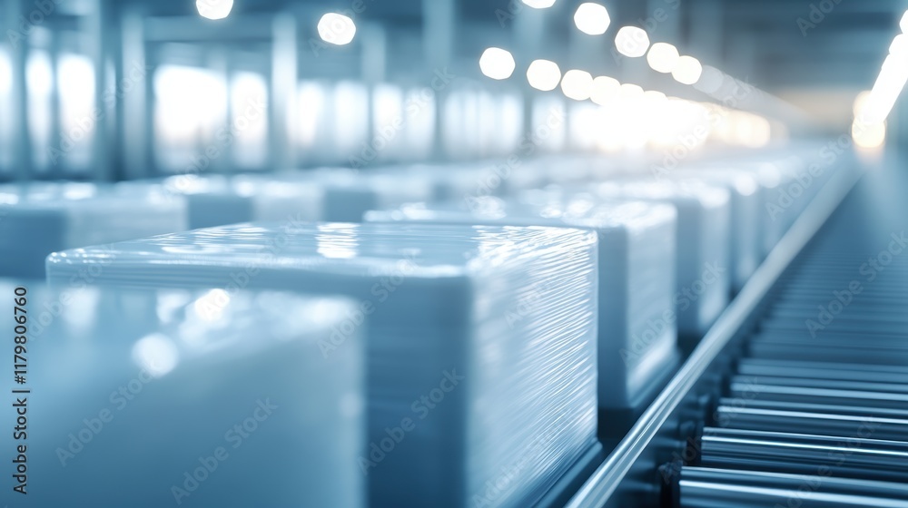 Neatly Arranged Row of White Plastic Storage Boxes in a Bright Clean Environment Evoking Minimalism and Organization Neatly Arranged Row of White Plastic Storage Boxes in a Bright Clean Environment Evoking Minimalism and Organization