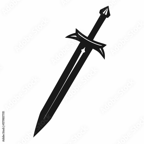 Minimalist Black Sword Silhouette Illustration for Fantasy Themes and Design Projects