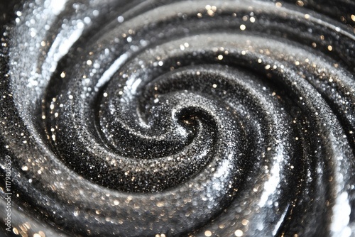 Silver Glitter shiny swirl. A mesmerizing shiny silver glitter swirl, bringing a festive and magical atmosphere to your designs.
