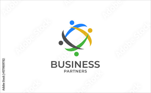 business partner logo, community people logo, diversity brand vector, team work care idea concept